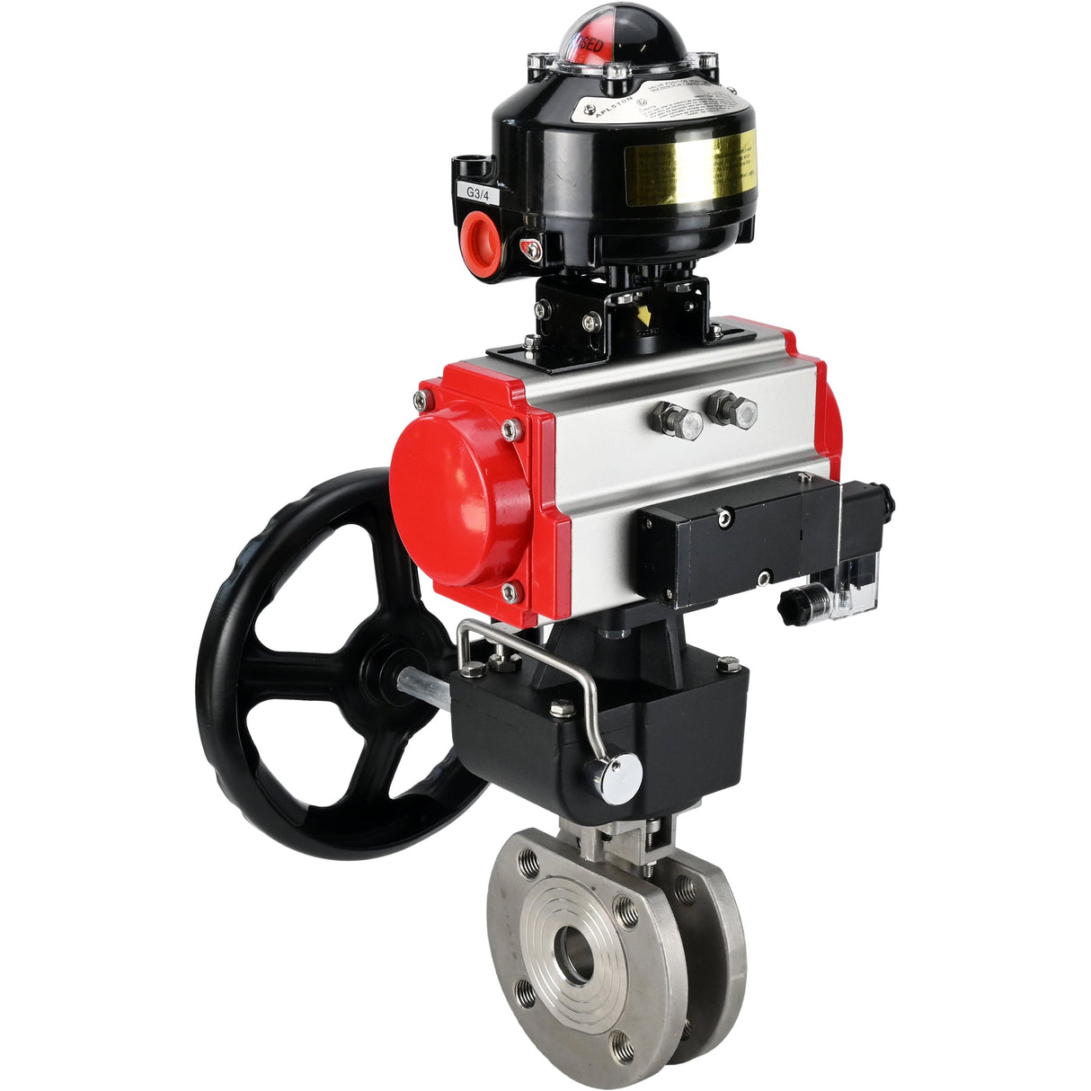 Ball valves Elephant BV3232P-FP-Fb-ISO-H 16 bar wafer, full bore, stainless steel body. steel SS316, seal - PTFE, with pneumatic drive Elephant PA-DA 052-105 pneumatic distributor 4M310-08 24V gearbox MON LSU APL-510N-EX