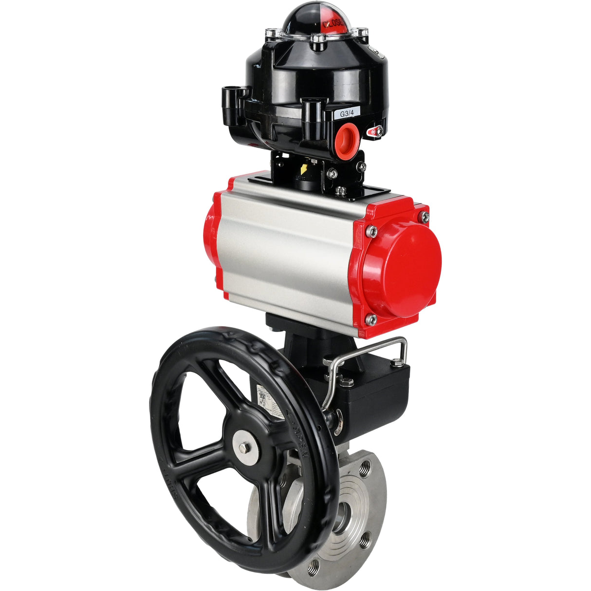 Ball valves Elephant BV3232P-FP-Fb-ISO-H 16 bar wafer, full bore, stainless steel body. steel SS316, seal - PTFE, with pneumatic drive Elephant PA-DA 052-105 pneumatic distributor 4M310-08 24V gearbox MON LSU APL-510N-EX