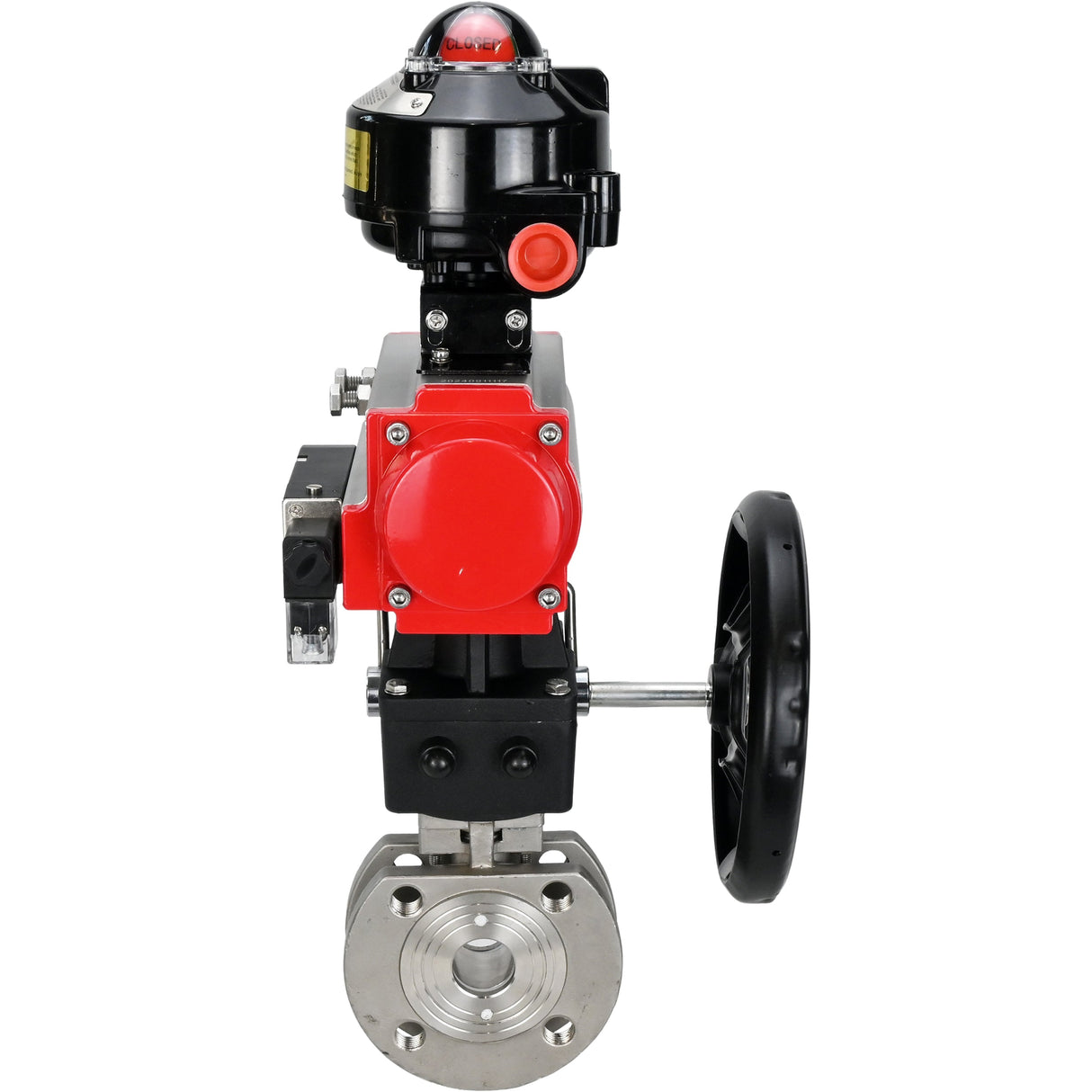 Ball valves Elephant BV3232P-FP-Fb-ISO-H 16 bar wafer, full bore, stainless steel body. steel SS316, seal - PTFE, with pneumatic drive Elephant PA-DA 052-105 pneumatic distributor 4M310-08 24V gearbox MON LSU APL-510N-EX