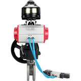 Ball valves Elephant BV3232P-FP-Fb-ISO-H 16 bar wafer, full bore, stainless steel body. steel SS316, seal - PTFE, with pneumatic drive Elephant PA-DA 052-105 pneumatic distributor 4V320-10 gearbox MON LSU APL-510N-EX