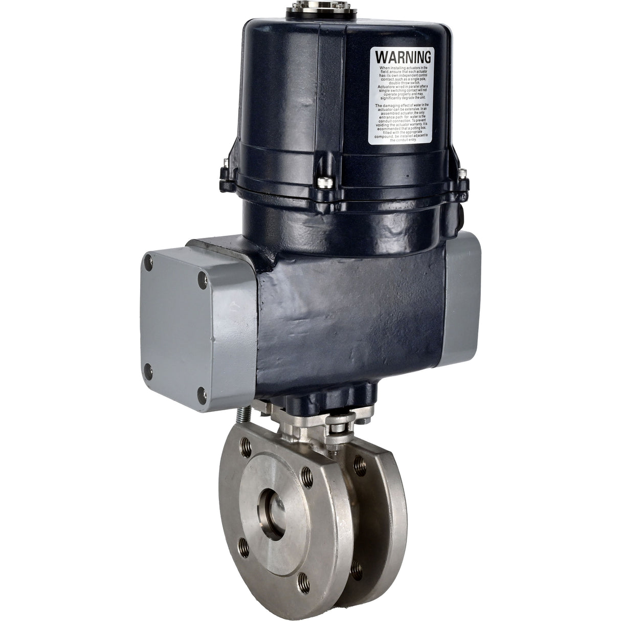 Ball valves Elephant BV3232P-FP-Fb-ISO-H full bore, interflanged, body - SS316 stainless steel, seal - PTFE, with electric quarter turn actuator Elephant QTSA-N-EM-O0-220VAC
