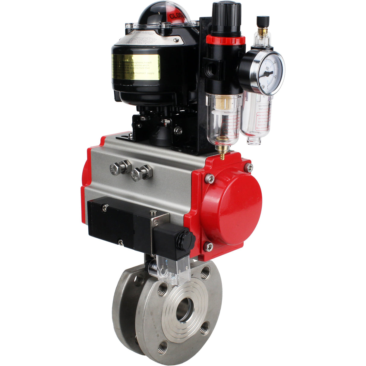 Ball valves Elephant BV3232P-FP-Fb-ISO-H 16 bar wafer, full bore, stainless steel body. steel SS316, seal - PTFE, with pneumatic actuator Elephant PA-SA 052-160 pneumatic distributor 4M310-08 220V ATU AFC2000 APL-510N-EX