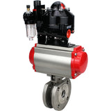 Ball valves Elephant BV3232P-FP-Fb-ISO-H 16 bar wafer, full bore, stainless steel body. steel SS316, seal - PTFE, with pneumatic actuator Elephant PA-SA 052-160 pneumatic distributor 4M310-08 220V ATU AFC2000 APL-510N-EX