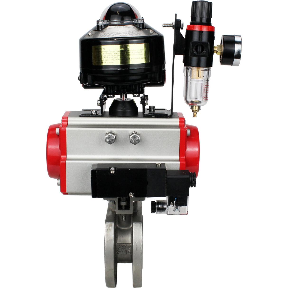 Ball valves Elephant BV3232P-FP-Fb-ISO-H 16 bar wafer, full bore, stainless steel body. steel SS316, seal - PTFE, with pneumatic actuator Elephant PA-SA 052-160 pneumatic distributor 4M310-08 220V ATU AFC2000 APL-510N-EX