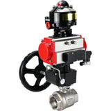 Ball valves Elephant BV3232P(2pc)-FP-T-ISO-H threaded, full bore, stainless steel body. steel SS316, seal - PTFE, with pneumatic drive Elephant PA-DA 052-105 pneumatic distributor 4M310-08 24V gearbox MON LSU APL-510N-EX