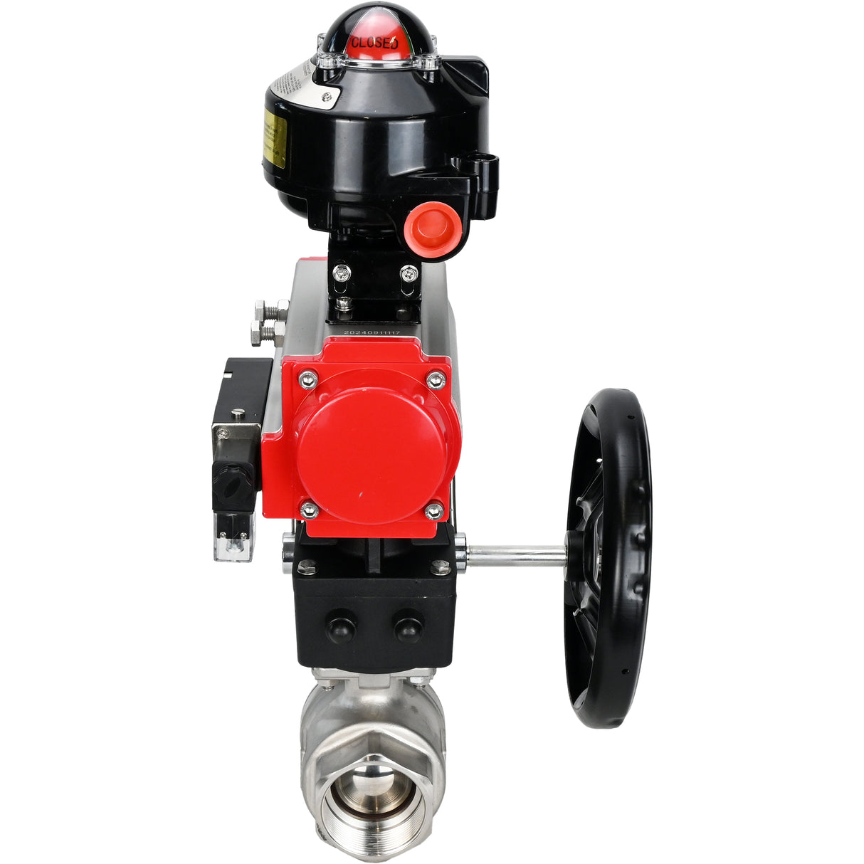 Ball valves Elephant BV3232P(2pc)-FP-T-ISO-H threaded, full bore, stainless steel body. steel SS316, seal - PTFE, with pneumatic drive Elephant PA-DA 052-105 pneumatic distributor 4M310-08 24V gearbox MON LSU APL-510N-EX