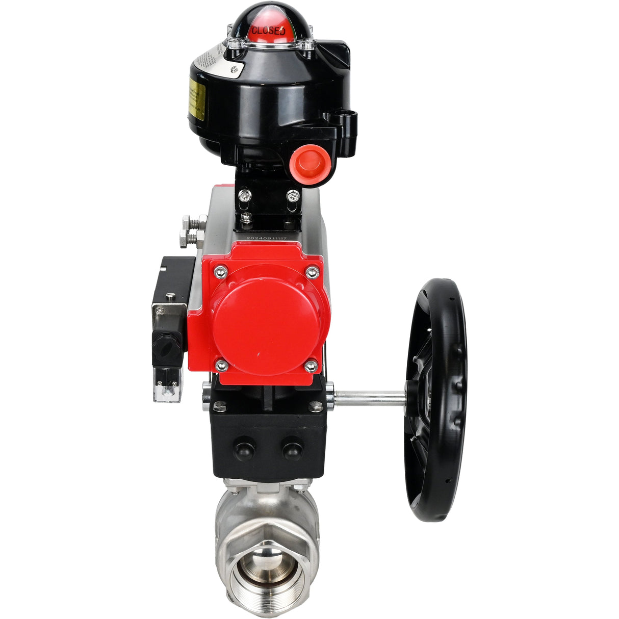 Ball valves Elephant BV3232P(2pc)-FP-T-ISO-H threaded, full bore, stainless steel body. steel SS316, seal - PTFE, with pneumatic drive Elephant PA-DA 052-105 pneumatic distributor 4M310-08 24V gearbox MON LSU APL-510N-EX