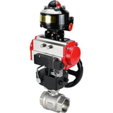 Ball valves Elephant BV3232P(2pc)-FP-T-ISO-H threaded, full bore, stainless steel body. steel SS316, seal - PTFE, with pneumatic drive Elephant PA-DA 052-105 pneumatic distributor 4M310-08 24V gearbox MON LSU APL-510N-EX