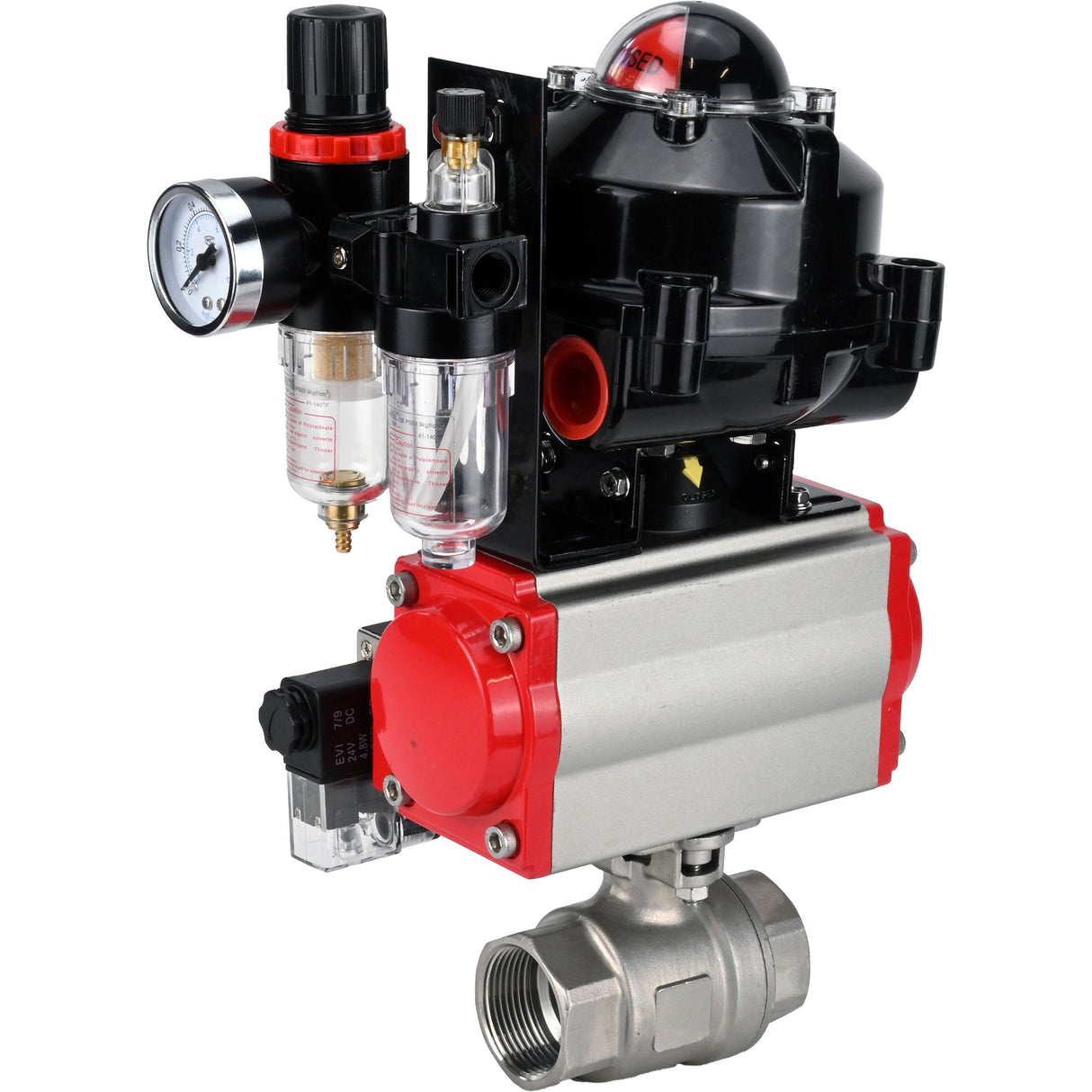 Ball valves Elephant BV3232P(2pc)-FP-T-ISO-H threaded, full bore, stainless steel body. steel SS316, seal - PTFE, with pneumatic actuator Elephant PA-SA 052-160 pneumatic distributor 4M310-08 220V ATU AFC2000 APL-510N-EX
