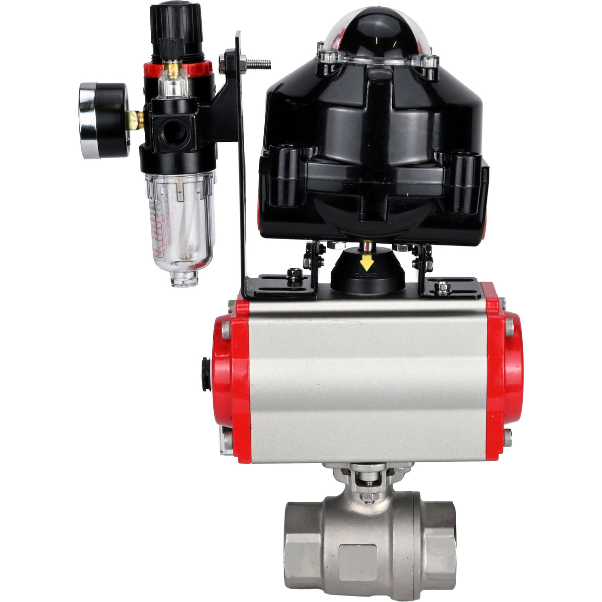 Ball valves Elephant BV3232P(2pc)-FP-T-ISO-H threaded, full bore, stainless steel body. steel SS316, seal - PTFE, with pneumatic actuator Elephant PA-DA 052-105 pneumatic distributor 4M310-08 24V ATU AFC2000 LSU APL-510N-EX