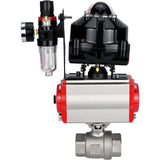 Ball valves Elephant BV3232P(2pc)-FP-T-ISO-H threaded, full bore, stainless steel body. steel SS316, seal - PTFE, with pneumatic actuator Elephant PA-DA 052-105 pneumatic distributor 4M310-08 24V ATU AFC2000 LSU APL-510N-EX