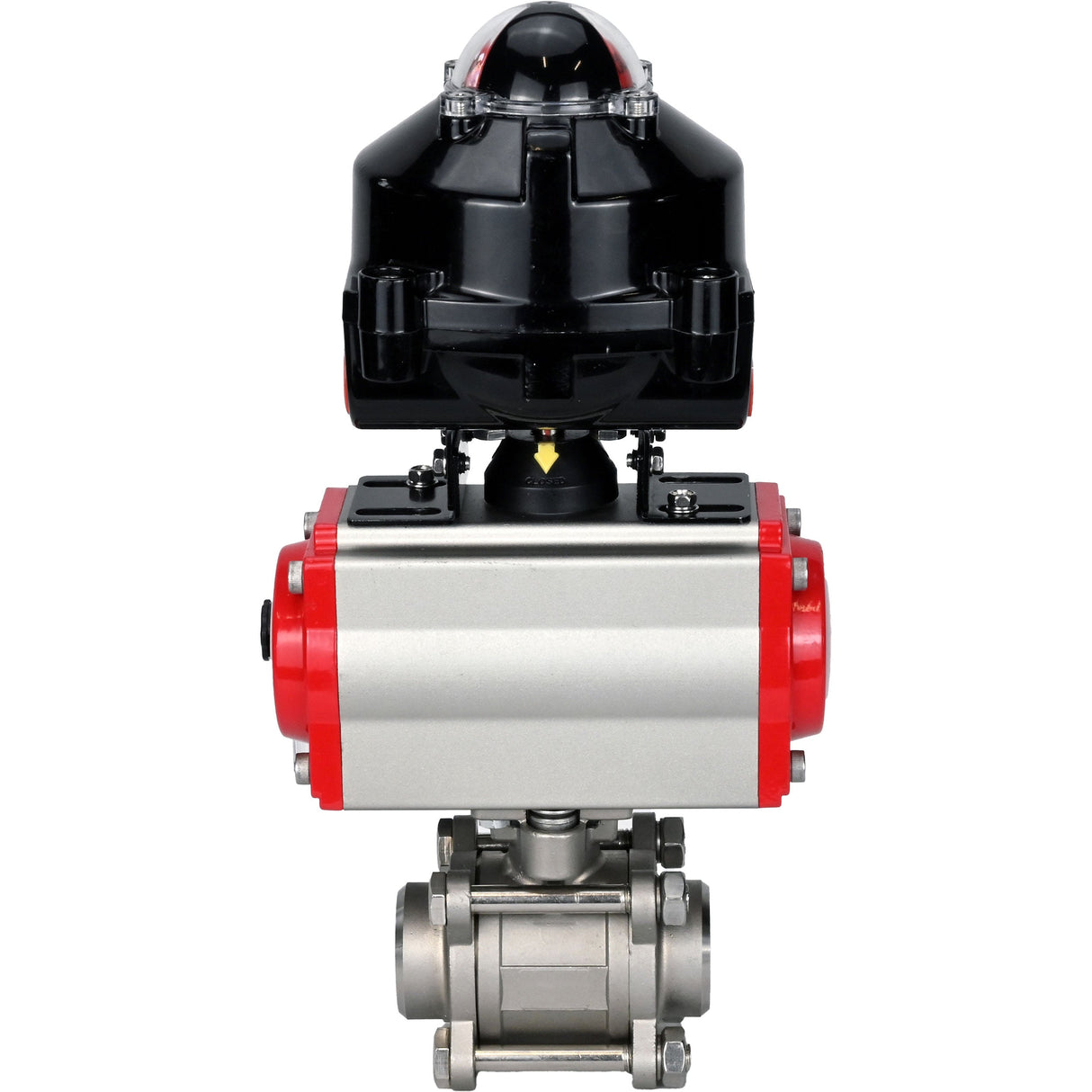 Vannes à boisseau sphérique Elephant BV3232P(3pc)-FP-W-ISO-H à souder, passage intégral, corps - acier inoxydable SS316, joint - PTFE, avec actionneur pneumatique Elephant PA-SA 052- 130 distributeur pneumatique 4M310-08 24V BKV APL-510N-EX