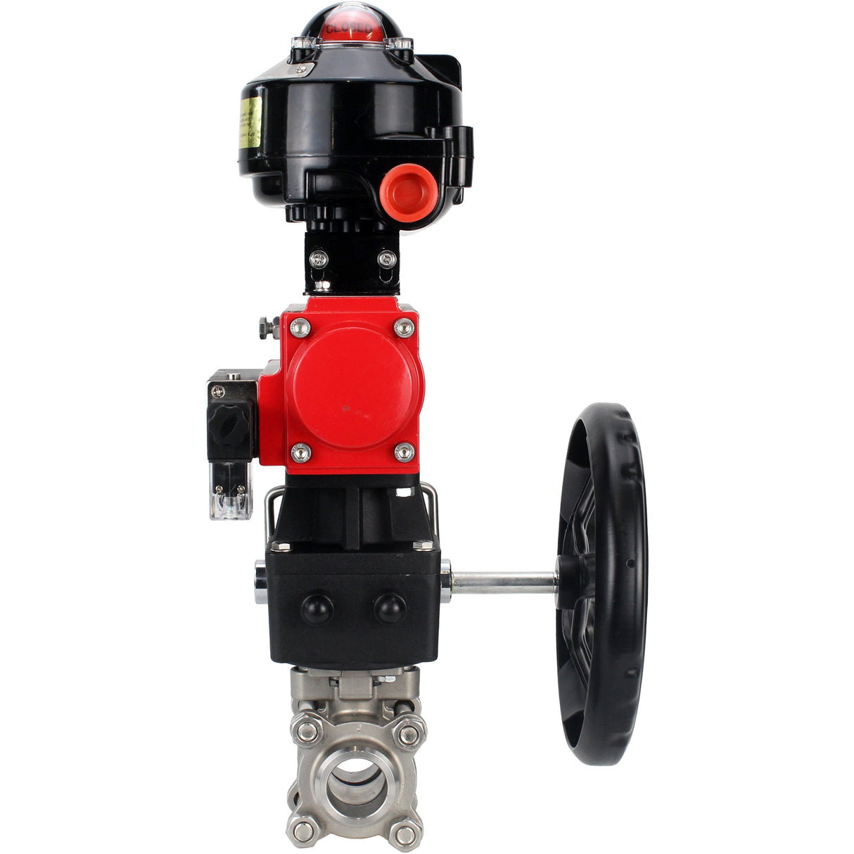Ball valves Elephant BV3232P(3pc)-FP-W-ISO-H for welding, full bore, stainless steel body. steel SS316, seal - PTFE, with pneumatic drive Elephant PA-DA 052-083 pneumatic distributor 4M310-08 220V gearbox MON LSU APL-510N-EX
