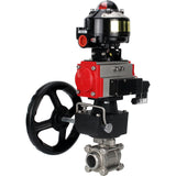 Ball valves Elephant BV3232P(3pc)-FP-W-ISO-H for welding, full bore, stainless steel body. steel SS316, seal - PTFE, with pneumatic drive Elephant PA-DA 052-083 pneumatic distributor 4M310-08 220V gearbox MON LSU APL-510N-EX