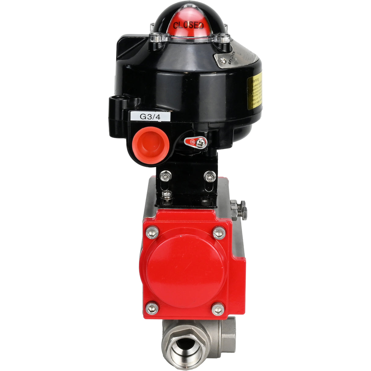 Vannes à boisseau sphérique Elephant BV3232P-SP-3L-T 3 voies type L, filetées, alésage standard, corps - acier inoxydable SS316, joint - PTFE, avec actionneur pneumatique Elephant PA-DA 052 -083 et BKV APL-510N-EX