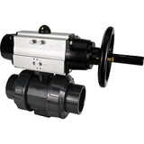 Ball valves Elephant BV4242E-FP-GRM-ISO, body material - UPVC, ball material - UPVC, seal - EPDM, with pneumatic actuator double action PA-DA-105-1