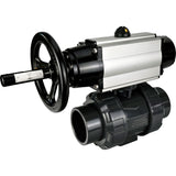 Ball valves Elephant BV4242E-FP-GRM-ISO, body material - UPVC, ball material - UPVC, seal - EPDM, with pneumatic actuator double action PA-DA-105-1