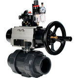 Ball valves Elephant BV4242E-FP-GRM-ISO, body material - UPVC, ball material - UPVC, seal - EPDM, with pneumatic actuator double action PA-DA-105-1, pneumatic distributor 4M310-08 220V, LSU APL-210N and ATU AFC2000