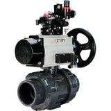 Ball valves Elephant BV4242E-FP-GRM-ISO, body material - UPVC, ball material - UPVC, seal - EPDM, with pneumatic actuator double action PA-DA-105-1, pneumatic distributor 4M310-08 220V, LSU APL-210N and ATU AFC2000