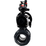 Ball valves Elephant BV4242E-FP-GRM-ISO, body material - UPVC, ball material - UPVC, seal - EPDM, with pneumatic actuator double action PA-DA-105-1, pneumatic distributor 4M310-08 220V, LSU APL-210N and ATU AFC2000