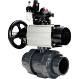 Ball valves Elephant BV4242E-FP-GRM-ISO, body material - UPVC, ball material - UPVC, seal - EPDM, with pneumatic actuator double action PA-DA-105-1, pneumatic distributor 4M310-08 220V, LSU APL-210N and ATU AFC2000