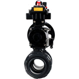 Ball valves Elephant BV4242E-FP-GRM-ISO, body material - UPVC, ball material - UPVC, seal - EPDM, with pneumatic actuator double action PA-DA-105-1, pneumatic distributor 4M310-08 220V, LSU APL-410N EX and ATU AFC2000