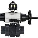 Ball valves Elephant BV4242E-FP-GRM-ISO, body material - UPVC, ball material - UPVC, seal - EPDM, with pneumatic actuator double action PA-DA-105-1, pneumatic distributor 4M310-08 24V and LSU APL-510N EX