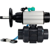 Ball valves Elephant BV4242E-FP-GRM-ISO, body material - UPVC, ball material - UPVC, seal - EPDM, with pneumatic actuator double action PA-DA-105-1, pneumatic distributor 4V320-08 220V and magnetic switch ALS200D