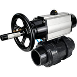 Ball valves Elephant BV4242E-FP-GRM-ISO, body material - UPVC, ball material - UPVC, seal - EPDM, with pneumatic actuator double action PA-DA-105-1 and pneumatic distributor 4V320-08 220V