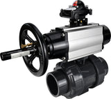 Ball valves Elephant BV4242E-FP-GRM-ISO, body material - UPVC, ball material - UPVC, seal - EPDM, with pneumatic actuator double action PA-DA-105-1 and LSU APL-210N
