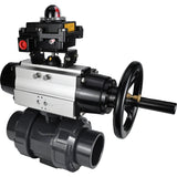 Ball valves Elephant BV4242E-FP-GRM-ISO, body material - UPVC, ball material - UPVC, seal - EPDM, with pneumatic actuator double action PA-DA-105-1 and LSU APL-410N EX