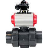 Ball valves Elephant BV4242E-FP-GRM-ISO, body material - UPVC, ball material - UPVC, seal - EPDM, with pneumatic actuator double action PA-DA, pneumatic distributor 4M310-08 220V and LSU APL-210N