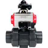Ball valves Elephant BV4242E-FP-GRM-ISO, body material - UPVC, ball material - UPVC, seal - EPDM, with pneumatic actuator double action PA-DA, pneumatic distributor 4M310-08 220V and LSU APL-210N