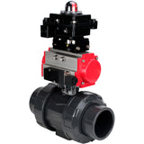 Ball valves Elephant BV4242E-FP-GRM-ISO, body material - UPVC, ball material - UPVC, seal - EPDM, with pneumatic actuator double action PA-DA, pneumatic distributor 4M310-08 220V and LSU APL-410N EX