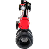 Ball valves Elephant BV4242E-FP-GRM-ISO, body material - UPVC, ball material - UPVC, seal - EPDM, with pneumatic actuator double action PA-DA, pneumatic distributor 4M310-08 24V, LSU APL-510N EX and ATU AFC2000
