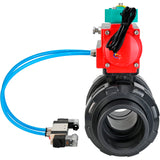 Ball valves Elephant BV4242E-FP-GRM-ISO, body material - UPVC, ball material - UPVC, seal - EPDM, with pneumatic actuator double action PA-DA, pneumatic distributor 4V320-08 220V and magnetic switch ALS200D