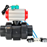 Ball valves Elephant BV4242E-FP-GRM-ISO, body material - UPVC, ball material - UPVC, seal - EPDM, with pneumatic actuator double action PA-DA, pneumatic distributor 4V320-08 220V and magnetic switch ALS200D