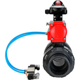 Ball valves Elephant BV4242E-FP-GRM-ISO, body material - UPVC, ball material - UPVC, seal - EPDM, with pneumatic actuator double action PA-DA, pneumatic distributor 4V320-10 220V and LSU APL-210N