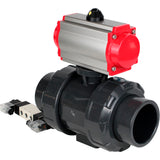 Ball valves Elephant BV4242E-FP-GRM-ISO, body material - UPVC, ball material - UPVC, seal - EPDM, with pneumatic actuator double action PA-DA and pneumatic distributor 4V320-10 220V