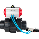 Ball valves Elephant BV4242E-FP-GRM-ISO, body material - UPVC, ball material - UPVC, seal - EPDM, with pneumatic actuator double action PA-DA and pneumatic distributor 4V320-10 220V