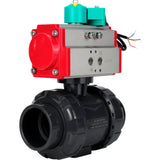 Ball valves Elephant BV4242E-FP-GRM-ISO, body material - UPVC, ball material - UPVC, seal - EPDM, with pneumatic actuator double action PA-DA and magnetic switch ALS200D