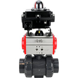 Ball valves Elephant BV4242E-FP-GRM-ISO, body material - UPVC, ball material - UPVC, seal - EPDM, with pneumatic actuator double action PA-DA and LSU APL-410N EX