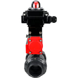 Ball valves Elephant BV4242E-FP-GRM-ISO, body material - UPVC, ball material - UPVC, seal - EPDM, with pneumatic actuator double action PA-DA and LSU APL-410N EX