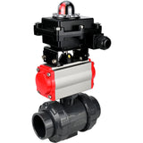 Ball valves Elephant BV4242E-FP-GRM-ISO, body material - UPVC, ball material - UPVC, seal - EPDM, with pneumatic actuator double action PA-DA and LSU APL-410N EX