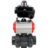 Ball valves Elephant BV4242E-FP-GRM-ISO, body material - UPVC, ball material - UPVC, seal - EPDM, with pneumatic actuator double action PA-DA and LSU APL-410N EX