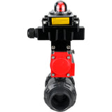 Ball valves Elephant BV4242E-FP-GRM-ISO, body material - UPVC, ball material - UPVC, seal - EPDM, with pneumatic actuator double action PA-DA and LSU APL-410N EX