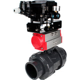 Ball valves Elephant BV4242E-FP-GRM-ISO, body material - UPVC, ball material - UPVC, seal - EPDM, with pneumatic actuator double action PA-DA and electro-pneumatic rotary positioner YT-1000RSN without feedback