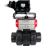 Ball valves Elephant BV4242E-FP-GRM-ISO, body material - UPVC, ball material - UPVC, seal - EPDM, with pneumatic actuator double action PA-DA and electro-pneumatic rotary positioner YT-1000RSN without feedback
