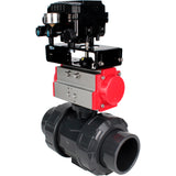 Ball valves Elephant BV4242E-FP-GRM-ISO, body material - UPVC, ball material - UPVC, seal - EPDM, with pneumatic actuator double action PA-DA and electro-pneumatic rotary positioner YT-1000RSN without feedback