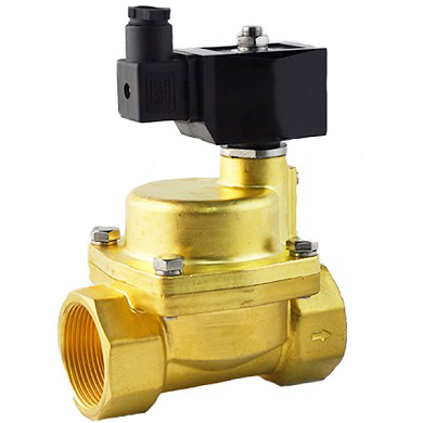 Électrovanne électrique à deux voies à action indirecte normalement fermée Elephant DHP11-НЗ PTFE G YS 110/220V, matériau du corps - laiton, joint - PTFE